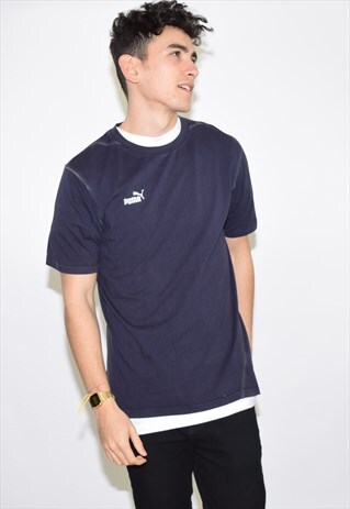 VINTAGE 90S BLUE PUMA CREW NECK T SHIRT