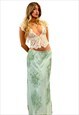 Vintage Green Floral Maxi Skirt