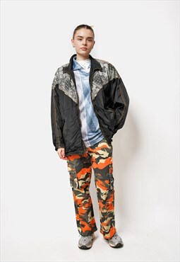 90s abstract vintage jacket black colour women's Old School