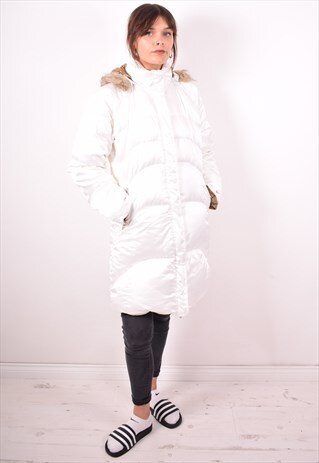 NIKE WOMENS VINTAGE PADDED COAT MEDIUM WHITE 90S