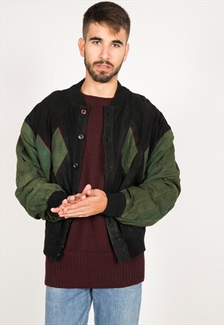 VINTAGE 80S WINTER BOMBER SUEDE JACKET / R0031