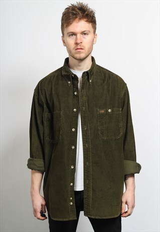 VINTAGE CORDUROY CORD SHIRT GREEN
