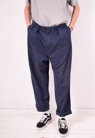 POLO RALPH LAUREN MENS VINTAGE TROUSERS W34 L30 NAVY BLUE 90