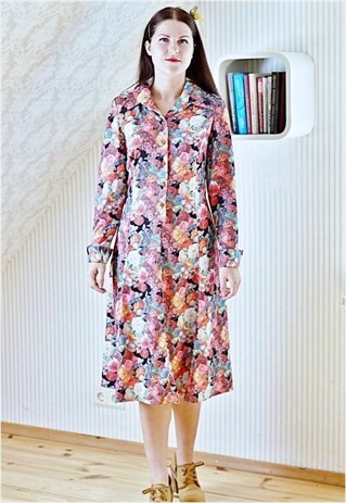 VINTAGE BRIGHT NEON FLORAL DRESS