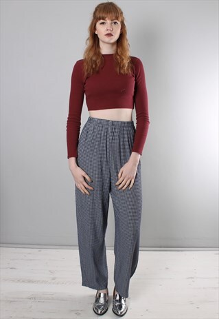 VINTAGE 80S GINGHAM CHECK HIGH WAISTED TROUSERS