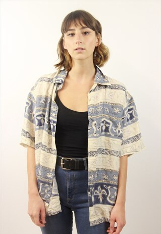 VINTAGE PATTERNED BLUE SHIRT