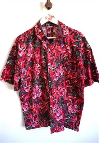 Vintage Crazy Pattern Shirt Hawaii Shirts Palms Top Hipster