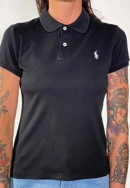 Vintage 90s black short sleeved polo shirt 