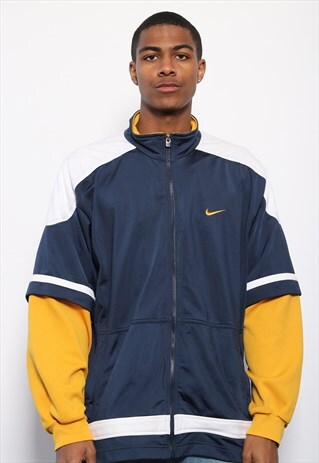 VINTAGE NIKE LOGO TRACK JACKET BLUE YELLOW
