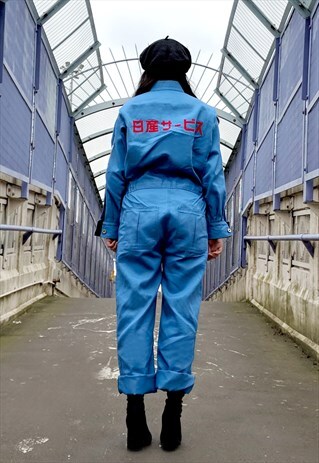 RARE 70S FESTIVAL JUMPSUIT MECHANICS COVERALL BLUE
