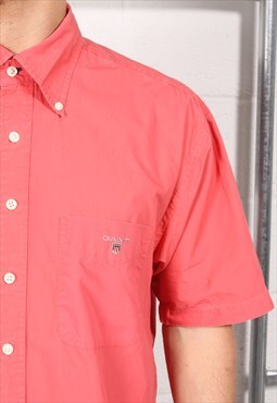 Vintage GANT Shirt in Pink Short Sleeve Summer Large