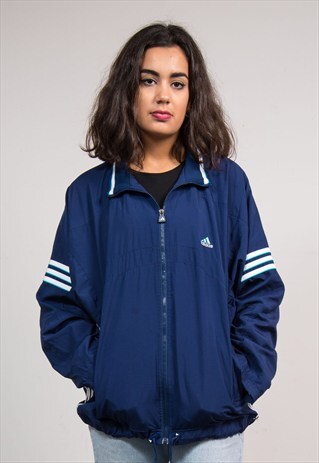 VINTAGE 90'S ADIDAS BLUE TRACKSUIT JACKET TOP