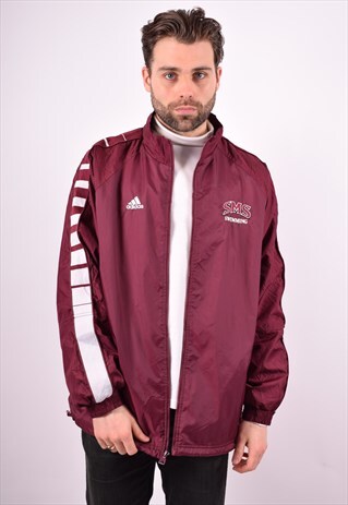 ADIDAS MENS VINTAGE JACKET LARGE MAROON 90'S