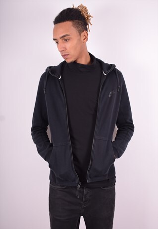 NIKE MENS VINTAGE HOODIE JACKET MEDIUM BLACK 90'S