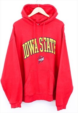 Vintage ISU Iowa State Hoodie Red With Mascot College Print 