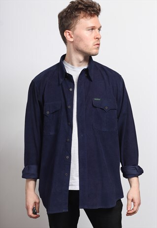 VINTAGE CORDUROY CORD SHIRT BLUE