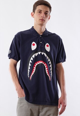 VINTAGE A BATHING APE BAPE BLUE SHARK LOGO