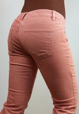 VINTAGE 90'S ESPRIT LOW-RISE CORDUROY JEANS IN SALMON PINK