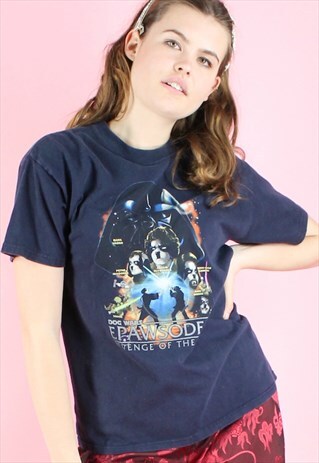 VINTAGE T-SHIRT PRINT STAR WARS 90S DOG REMAKE MOVIE Y2K