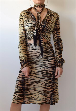 VINTAGE 70S ANIMAL PRINT THREE PIECE MATCHING COORD SUIT