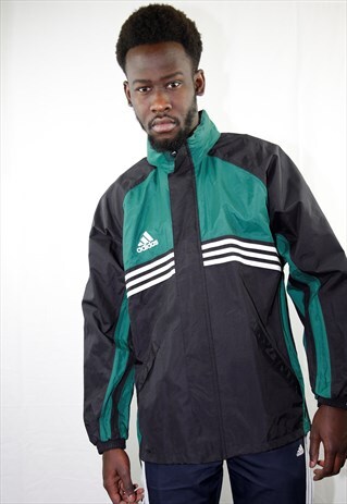 VINTAGE BLACK & GREEN ADIDAS ORIGINAL WINDBREAKER