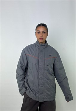 Grey 00s NIKE Embroidered Swoosh Padded Jacket Coat 