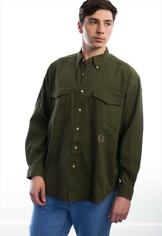 VINTAGE TOMMY HILFIGER LOGO SHIRT 90S L 15.5