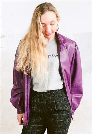 VINTAGE 90S LEATHER BOMBER JACKET