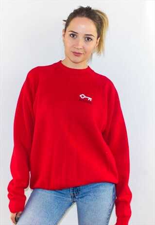 RETRO 90'S RED KEY BANK SLOUCHY SWEATSHIRT