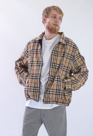 RARE MEN BURBERRY REVERSIBLE NOVA CHECK HARRINGTON JACKET