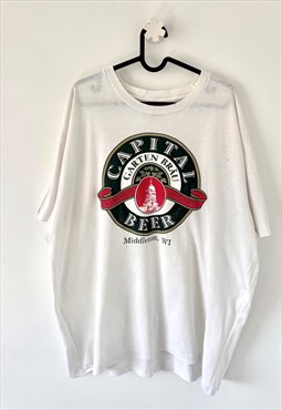 Vintage capital beer white promo single stitch T-shirt XXL