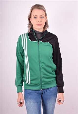 ADIDAS WOMENS VINTAGE TRACKSUIT TOP JACKET MEDIUM GREEN 90S