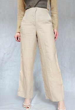 Vintage Beige Linen Slacks, Very Small Size, Skin Tone Pants