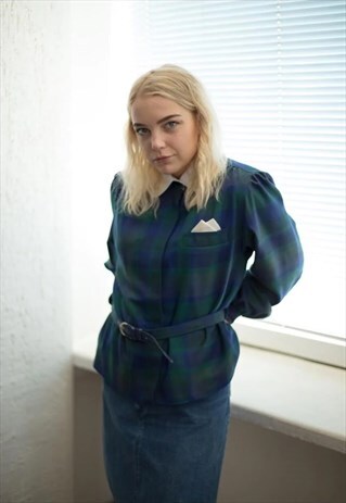 VINTAGE 80'S BLUE/GREEN LONG SLEEVED JACKET