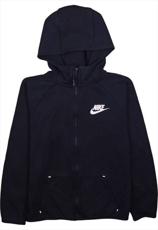 Vintage 90's Nike Hoodie Swoosh Full Zip Up Navy Blue XLarge