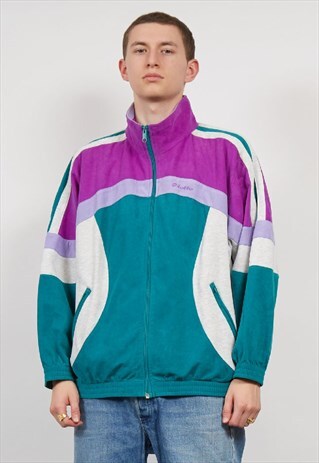 VINTAGE 80'S LOTTO MULITCOLOUR FLANNEL/COTTON SPORTS JACKET