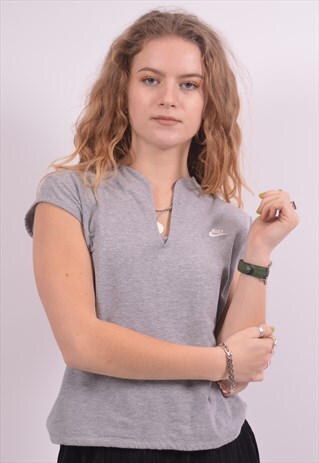 NIKE WOMENS VINTAGE T-SHIRT TOP LARGE GREY 90S