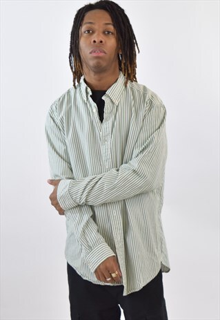 VINTAGE 90S GREEN STRIPED RALPH LAUREN SHIRT