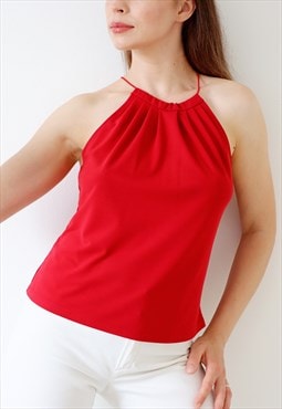 Sleeveless Y2k Vintage Strap Top Red 