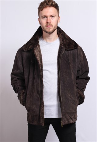 VINTAGE SUEDE AVIATOR SHEEPSKIN FLEECE JACKET