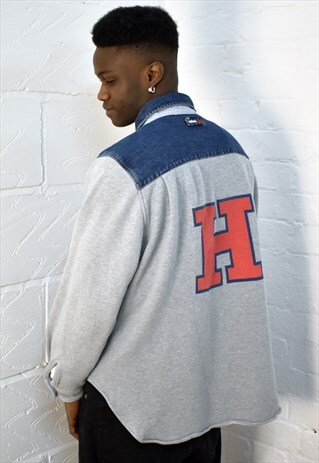 VINTAGE TOMMY HILFIGER DENIM SWEATS MATERIAL UNISEX SHIRT