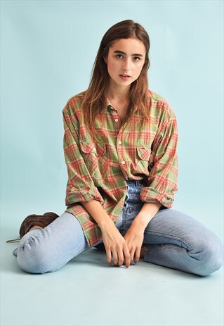 90'S RETRO LEVI'S TARTAN CHECKED PRINT FESTIVAL SHIRT TOP