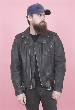 VINTAGE BIKER LEATHER JACKET /R9042