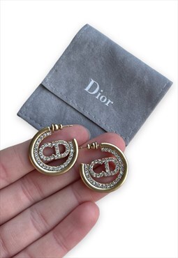 Dior earrings montaigne hoops CD monogram gold diamante