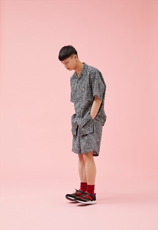 HAIWAIAN SHIRT BLACK MIX