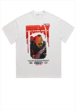 Friday the 13th t-shirt Jason killer tee movie top in white