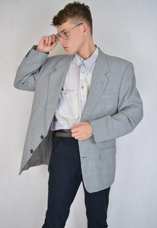 VINTAGE BLACK WHITE CHECKERED OVERSIZE BLAZER