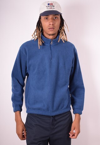 SERGIO TACCHINI MENS VINTAGE FLEECE JUMPER SMALL BLUE 90S