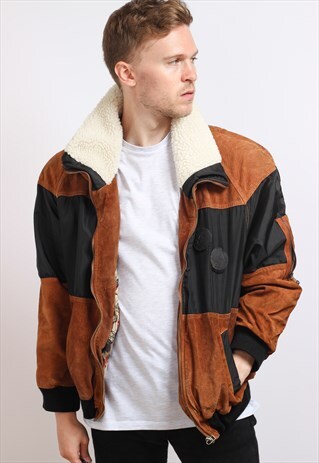 VINTAGE FLEECE LINED SUEDE JACKET