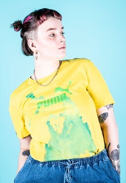 Vintage 1990s Yellow Puma Paint T-Shirt